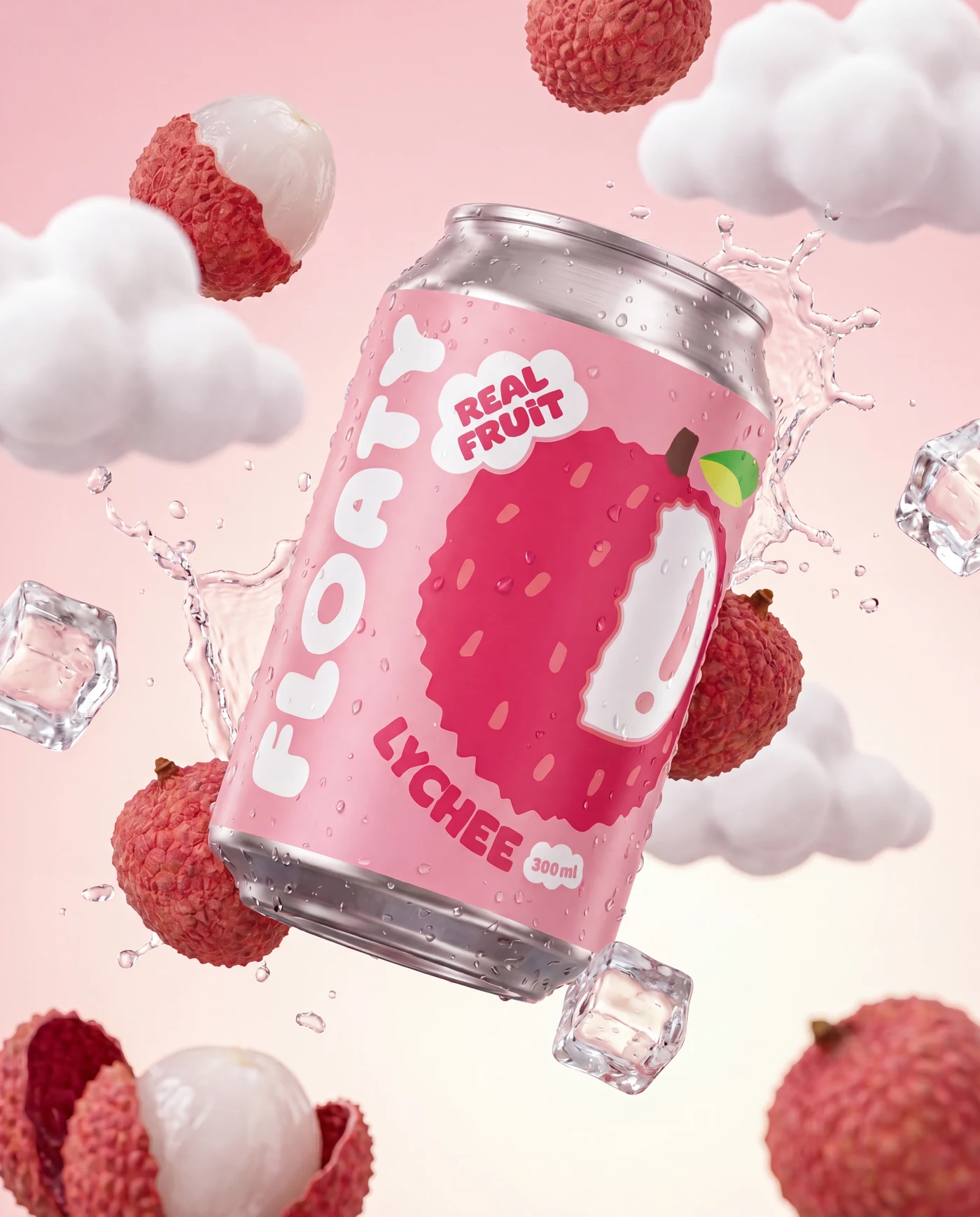 Růžová plechovka FLOATY Lychee